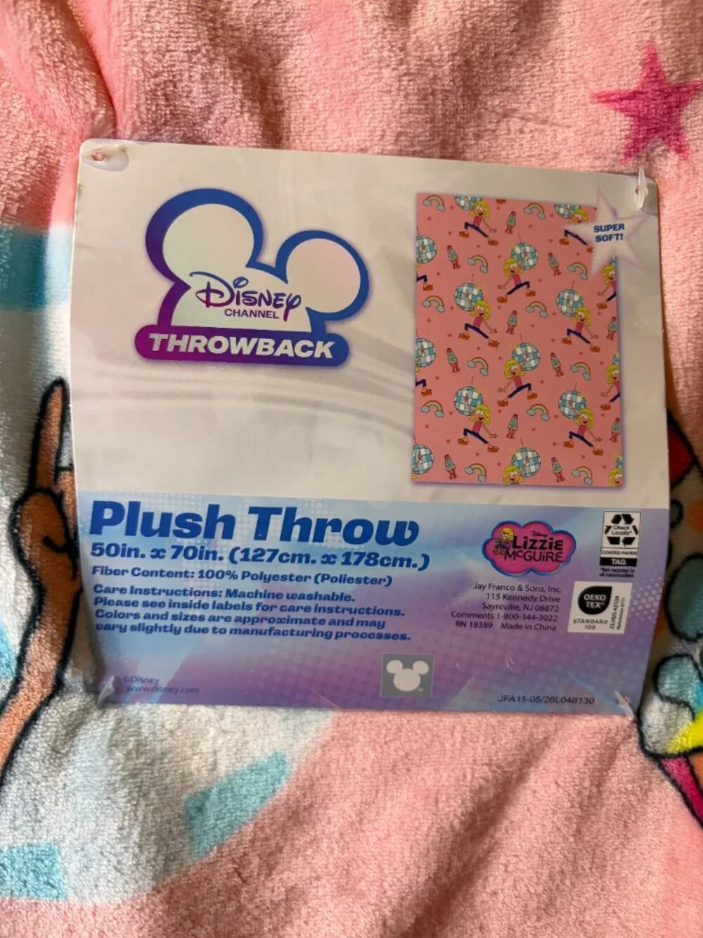 Disney Channel Throwback Lizzie McGuire Plush Throw Blanket 50x70 NWT